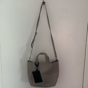Theory beige crossbody leather bucket bag